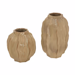 Sabbia Collection Squat Seed Pod Vase - Ceramic - L22 x W22 x H26 cm - Brown