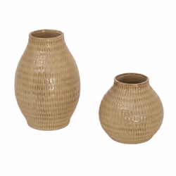Sabbia Collection Small Textured Vase - Ceramic - L18 x W18 x H17 cm - Brown