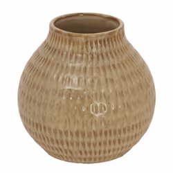 Sabbia Collection Medium Textured Vase - Ceramic - L19 x W19 x H27 cm - Brown