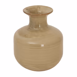 Sabbia Collection Squat Ridged Vase - Ceramic - L18 x W18 x H21 cm - Brown