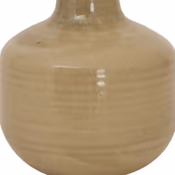 Sabbia Collection Squat Ridged Vase - Ceramic - L18 x W18 x H21 cm - Brown