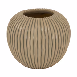 Pallida Collection Small Striped Vase - Ceramic - L19 x W19 x H17 cm - Brown