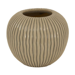 Pallida Collection Small Striped Vase - Ceramic - L19 x W19 x H17 cm - Brown