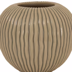Pallida Collection Small Striped Vase - Ceramic - L19 x W19 x H17 cm - Brown