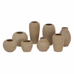 Pallida Collection Small Striped Vase - Ceramic - L19 x W19 x H17 cm - Brown