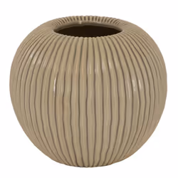 Pallida Collection Medium Striped Vase - Ceramic - L22 x W22 x H19 cm - Brown