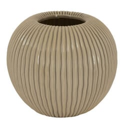 Pallida Collection Medium Striped Vase - Ceramic - L22 x W22 x H19 cm - Brown