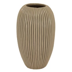 Pallida Collection Large Striped Vase - Ceramic - L19 x W19 x H33 cm - Brown