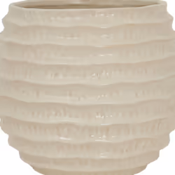 Pallida Ridged Pot Vase - Ceramic - L27 x W27 x H23 cm - White