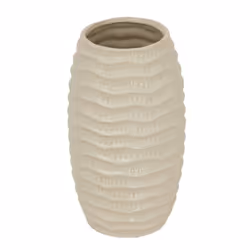 Pallida Tall Ridged Vase - Ceramic - L20 x W20 x H33 cm - White
