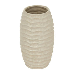 Pallida Tall Ridged Vase - Ceramic - L20 x W20 x H33 cm - White