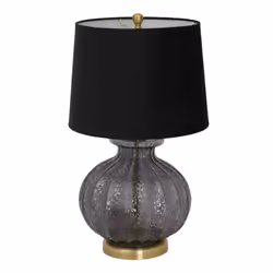 Luxton Fluted Lamp with Velvet Shade - Glass - L38 x W38 x H64 cm - Black