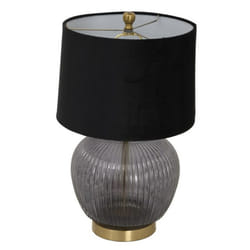 Luxton Ribbed Lamp with Velvet Shade - Glass - L32 x W32 x H54 cm - Black