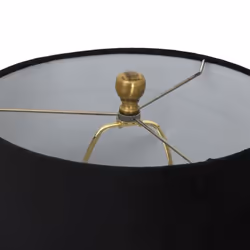 Luxton Ribbed Lamp with Velvet Shade - Glass - L32 x W32 x H54 cm - Black
