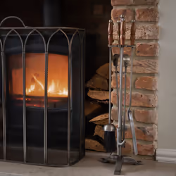Hill Interiors Hand Turned Fire Companion Set In Antique Pewter With Wooden Handles - Additional view 5
