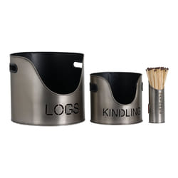 Log's & Kindling Buckets + Matchstick Holder In Pewter