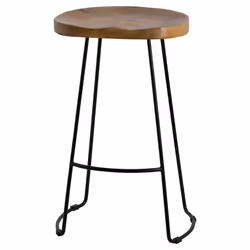 High Hardwood & Metal Barstool | Franklin Shaped Stool | Height 75cm