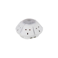 Extension Lead with USB Slots, 1m, Multi USB Plug, Surge Protected, 6 x UK Plug Sockets, 2 x USB Sockets, Phone & Tablet Charging Home Office