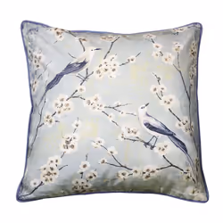 Bird Blossom Cushion Arthouse Grey White Pillow Polyester Filled
