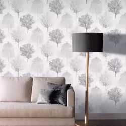 Arthouse Wonderland Tree Pattern Wallpaper Silhouette Forest Stripe Glitter Roll[MONO 256701]