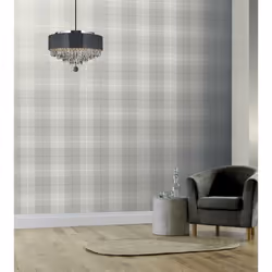 Arthouse Country Tartan Wallpaper Check Hessian Paste The Wall Heavyweight Vinyl - 294901 Grey
