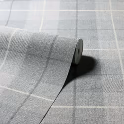 Arthouse Country Tartan Wallpaper Check Hessian Paste The Wall Heavyweight Vinyl - 294901 Grey