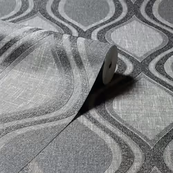 Arthouse Curve Ogee Wallpaper Geometric Wave Paste The Wall Vinyl Heavyweight - 295100 Charcoal