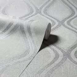 Arthouse Curve Ogee Wallpaper Geometric Wave Paste The Wall Vinyl Heavyweight - 295101 Grey