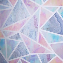 Pastel Geometric Wallpaper Arthouse Glitter Liquid Marble Effect Pink Lilac Teal