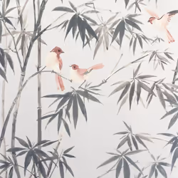 Birds & Bamboo Grey