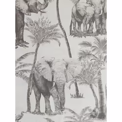 Safari Elephant Wallpaper Charcoal Arthouse 296700