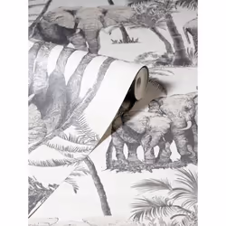 Safari Elephant Wallpaper Charcoal Arthouse 296700
