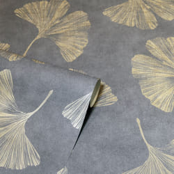 Arthouse Ginkgo Leaves Leaf Wallpaper Forest Metallic Textured Motif Vinyl Roll - Mocha Gold 297301