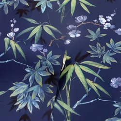 DUTCH WALLCOVERINGS Wallpaper Jasmine Garden Blue Wall Covering Panel Sheet