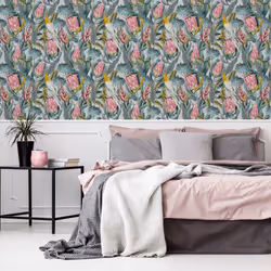 Rainforest Escape Wallpaper Green / Pink Arthouse 297905