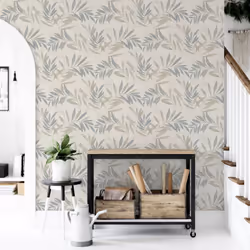 Arthouse Luxury Leaf Natural Grey Wallpaper 299300