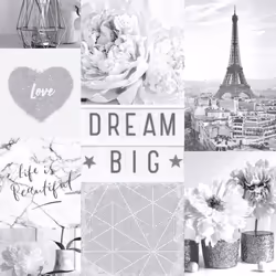 Arthouse Life is Beautiful Mono Wallpaper - Glitter Paris City Love Heart - 692100