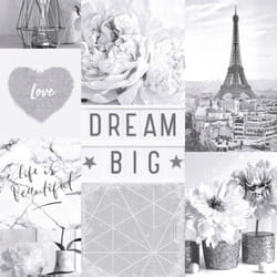 Arthouse Life is Beautiful Mono Wallpaper - Glitter Paris City Love Heart - 692100