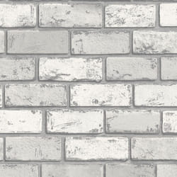 3D Effect White Silver Metallic Brick Wallpaper Stone Slate Industrial Arthouse