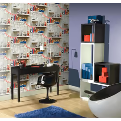 Arthouse Boys Life Childrens Wallpaper Wood Pattern Robot Dinosaur Rocket 696000