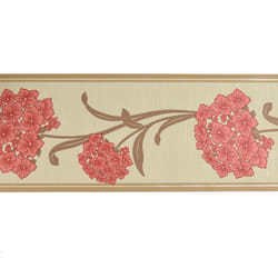 Opera Imogen Border Red Floral Beige Brown Wallpaper Paste The Paper
