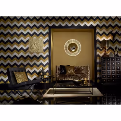 Arthouse Glitterati Chevron Black Gold Wallpaper 892300
