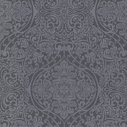 Arthouse Kiss Foil Ogee Silver Charcoal Wallpaper 903309