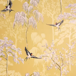 DUTCH WALLCOVERINGS Wallpaper Japanese Garden Ochre Wall Covering Panel Sheet