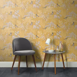 DUTCH WALLCOVERINGS Wallpaper Japanese Garden Ochre Wall Covering Panel Sheet