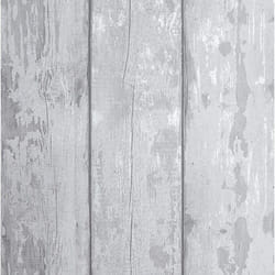 Arthouse Washed Wood Plank Panel Wallpaper Wooden Effect Metallic Textured Roll Grey Silver 908501