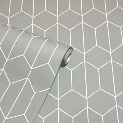 Arthouse Linear Geo Trellis Plain Geometric Honeycomb 10m Wallpaper Feature Wall - Grey 909700
