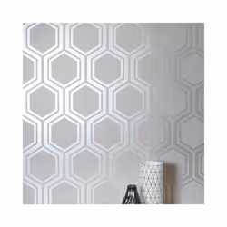 Luxe Hexagon Geo Metallic Textured Fabric Effect Wallpaper 910206