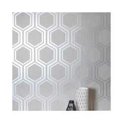 Luxe Hexagon Geo Metallic Textured Fabric Effect Wallpaper 910206