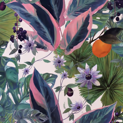 DUTCH WALLCOVERINGS Wallpaper Passion Flower White and Green Wallpaper Panel